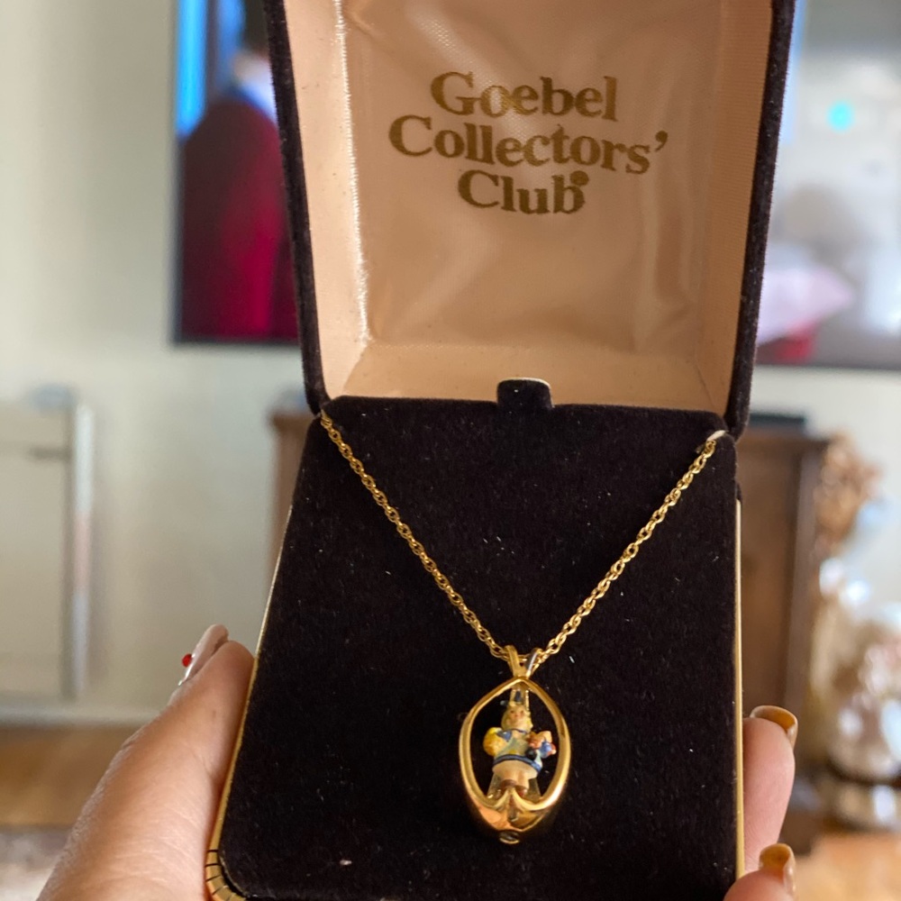 Goebel Gold Tone Pendant Necklace with Blue and Green Accents